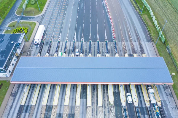 Aerial Drone View Toll Collection Point Motorway Poland — Stock Photo, Image