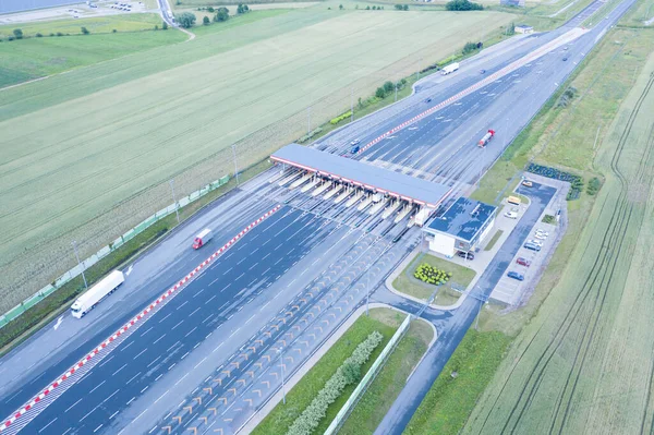 Aerial Drone View Toll Collection Point Motorway — Stock Photo, Image
