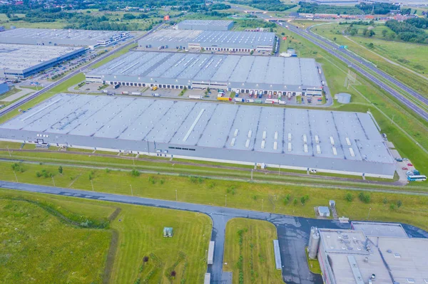 Bovenaanzicht Vanuit Lucht Van Het Grote Logistieke Park Met Magazijn — Stockfoto