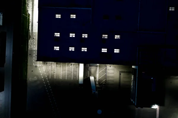 Ночной Вид Товаров Воздуха Логистический Центр Промышленной Зоне Города Сверху — стоковое фото