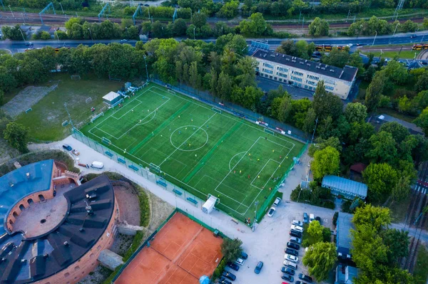 Légi Felvétel Labdarúgó Stadionról — Stock Fotó