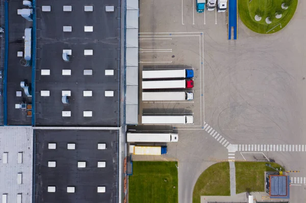 Aerial View Distribution Center Drone Photography Industrial Logistic Zone — Stock Photo, Image