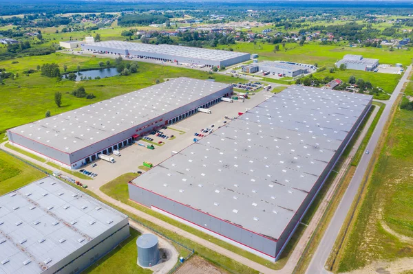 Aerial View Distribution Center Drone Photography Industrial Logistic Zone — Stock Photo, Image