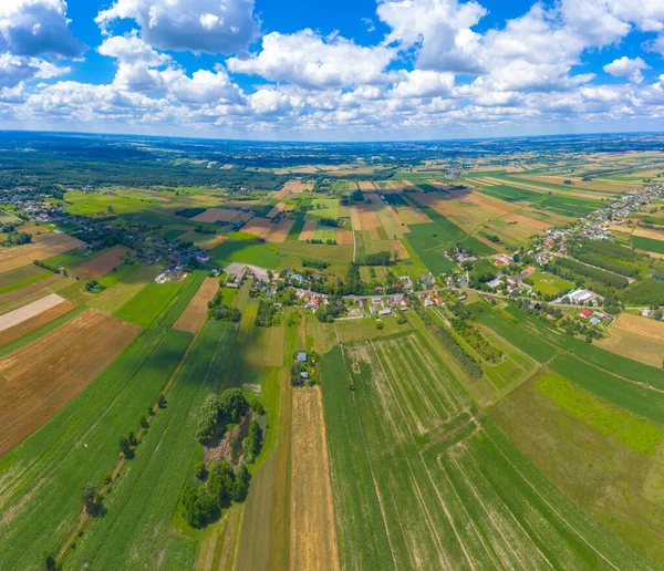 Fantastisk Antenn Panorama Från Drönare Landsbygden Gröna Fält Och Träd — Stockfoto