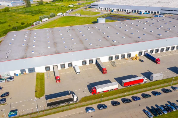 Luchtfoto Van Magazijnen Industriële Fabriek Logistiek Centrum Van Boven Luchtfoto — Stockfoto