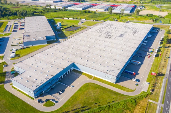 Bovenaanzicht Vanuit Lucht Van Het Grote Logistieke Park Met Magazijn — Stockfoto