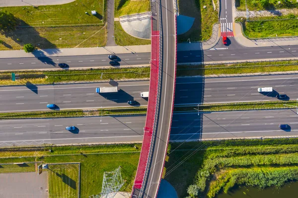 Kreuzung Luftaufnahme Austausch Luftbild Transport Und Logistik Drohne Ansicht — Stockfoto