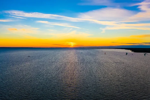 Beau Ciel Couleur Panorama Coucher Soleil Sur Mer Baltique Jastarnia — Photo