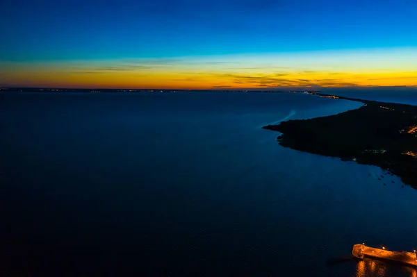 Beau Ciel Couleur Panorama Coucher Soleil Sur Mer Baltique Jastarnia — Photo