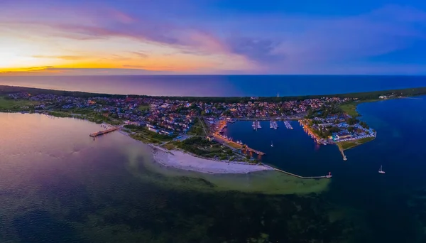 Beau Ciel Couleur Panorama Coucher Soleil Sur Mer Baltique Jastarnia — Photo