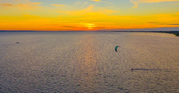 Vue Aérienne Kite Surf Sur Mer Bleue Arrière Plan Beaux — Photo