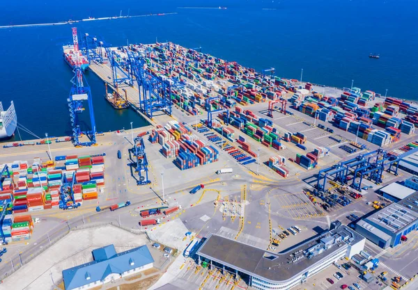 Containerschiff Import Export Und Business Logistik Kran Handelshafen Schiffsfracht Zum — Stockfoto