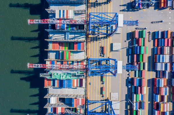 Containerfartyg Import Export Och Affärslogistik Med Kran Trade Port Frakt — Stockfoto