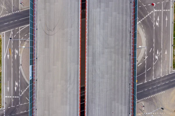 Luftaufnahme Von Der Baustelle Bau Einer Neuen Stadtautobahn Drohnenbild Neue — Stockfoto