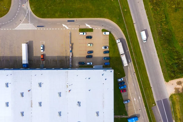 Luchtfoto Van Goederenmagazijn Logistiek Centrum Industriële Stad Zone Van Drone — Stockfoto