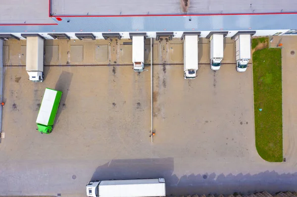 Luchtfoto Van Goederenmagazijn Logistiek Centrum Industriële Stedelijke Zone Van Bovenaf — Stockfoto