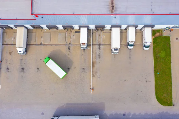 Luchtfoto Van Goederenmagazijn Logistiek Centrum Industriële Stedelijke Zone Van Bovenaf — Stockfoto