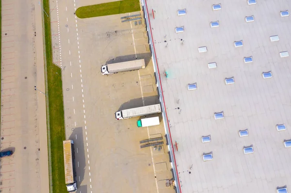 Вид Воздуха Складской Грузовой Терминалы Грузовыми Автомобилями Контейнерами Промышленность Логистический — стоковое фото