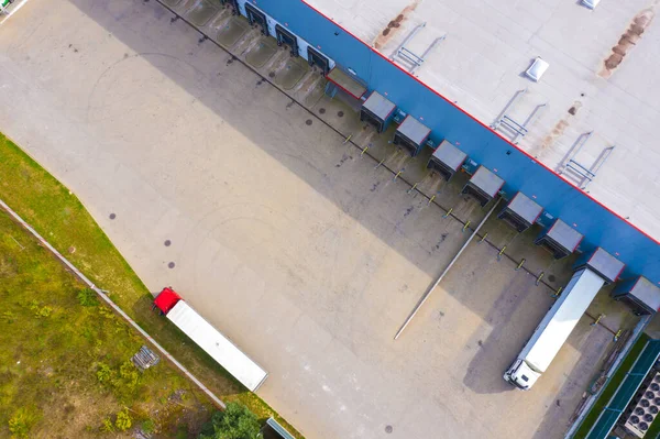 Aerial Drone View Group Large Modern Industrial Warehouse Factory Buildings — Stock Photo, Image