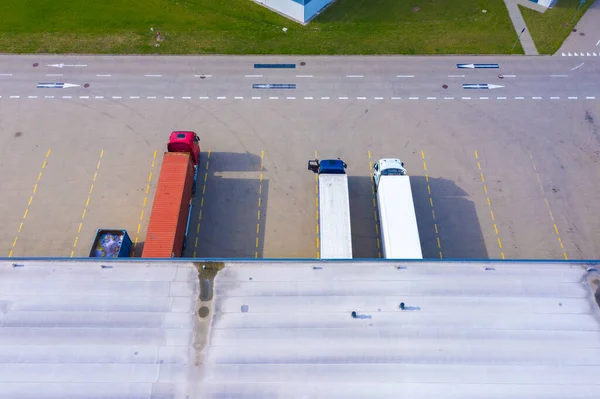 Aerial Top View Large Logistics Park Warehouse Loading Hub Many — Stock Photo, Image