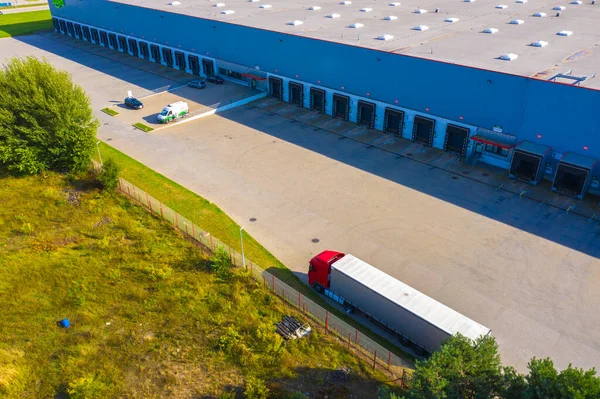 Vista Aérea Del Centro Distribución Fotografía Drones Zona Logística Industrial — Foto de Stock