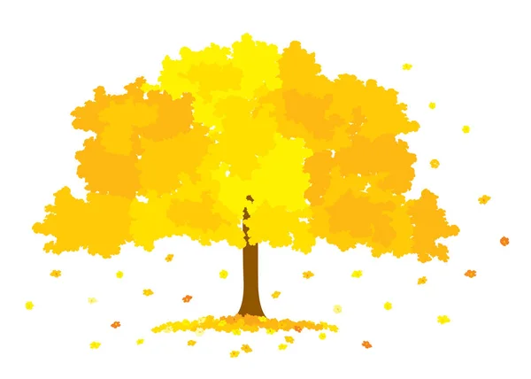 Vektor Illustration Von Üppigen Goldenen Baum Mit Gelben Blüten Isoliert — Stockvektor