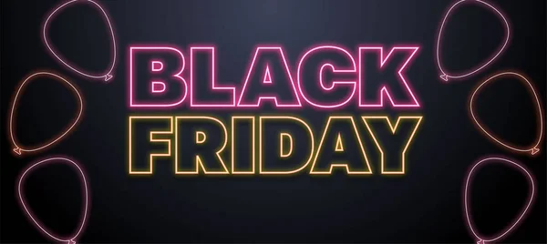 Zwarte Vrijdag Super Sale Donkere Achtergrond Met Neon Tekst Zwarte — Stockvector