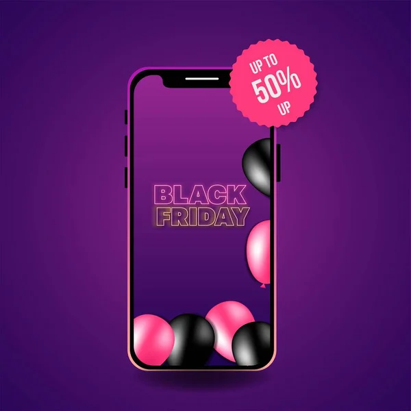 Moderne Banner Voor Online Verkoop Tijdens Black Friday Kortingen Smartphone — Stockvector