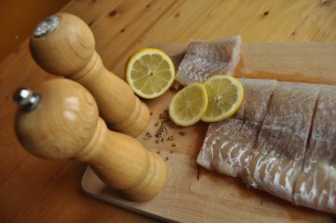 Balık fileto. Yemek, ana yemek. Açlık gıda baharat
