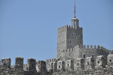 Gürcistan'daki Rabati Castle. Tarihi yeri. Kuleli tepe üzerinde kale.