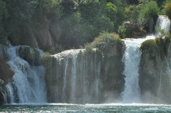 Vízesések Krka Nemzeti Park Horvátország Erő Festői Természet Csodája — Stock Fotó