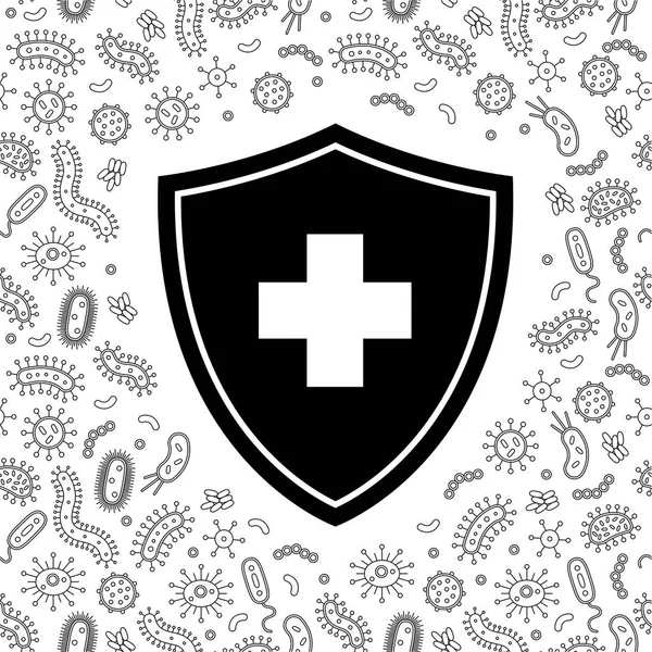 Escudo Higiénico Blanco Negro Que Protege Contra Virus Gérmenes Bacterias Gráficos Vectoriales