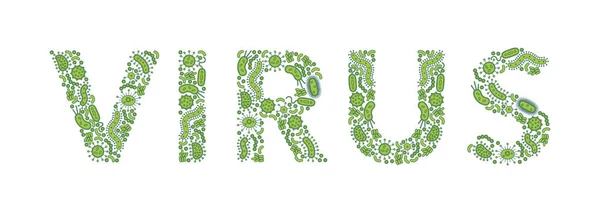 Green Germs Bacteria Spelling Word Virus Vector Illustration — Stock Vector