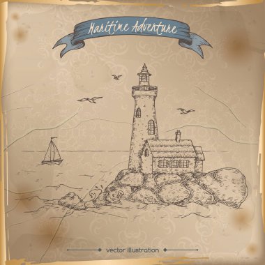 Deniz feneri kroki. Deniz adveture serisi.