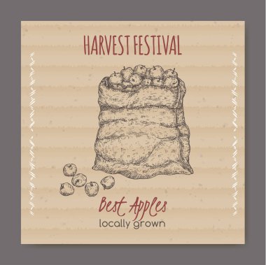 Vintage Hasat Festivali etiket apple torbayla.