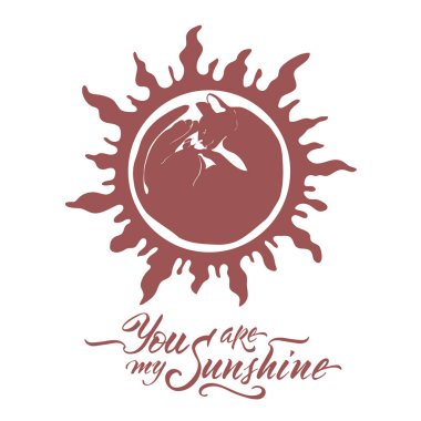 Güneş ve lütfen gün ışığımı olan Aziz yazı fırça gibi parlayan Valentine Romantik kart kırmızı uyku ile kedi.