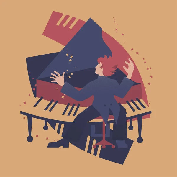 Illustration vectorielle abstraite du pianiste. Série Musiciens. — Image vectorielle