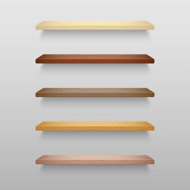 Gerçekçi boş ahşap raflar gölgelerle ayarla