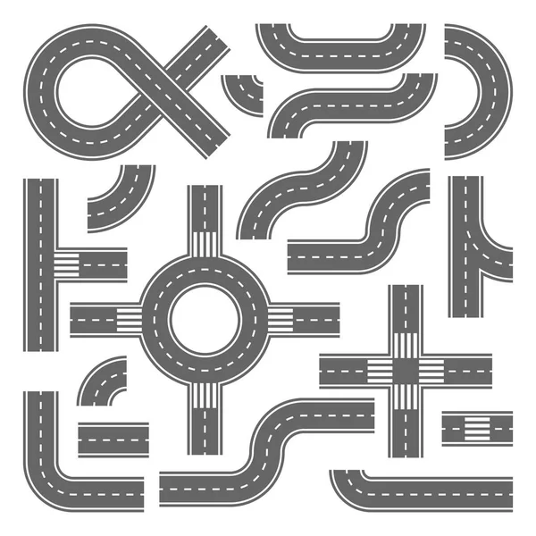市街地図のアスファルト道路設計要素 — ストックベクタ