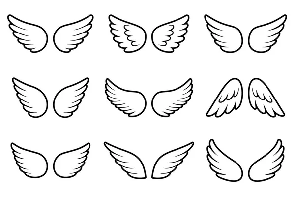 天使の翼の分離の白い背景を設定します。 — ストックベクタ