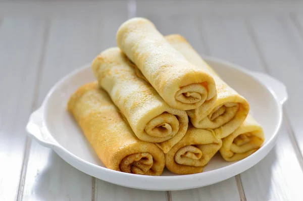 Hemmagjord Tunna Pannkakor Bliny — Stockfoto