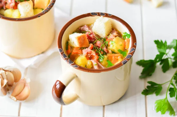 Homemade soup in a cup