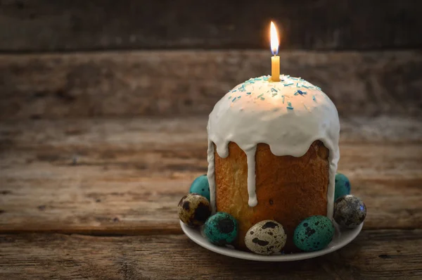 Easter Cake Burning Candles — Stock Photo, Image