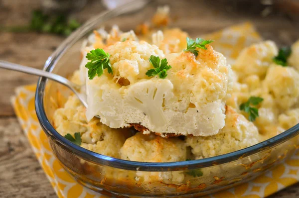 Bloemkool Braadpan Een Ovenschaal — Stockfoto