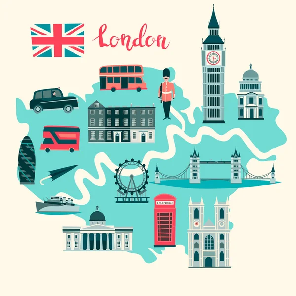 Londra resimli harita vektör. Soyut renkli atlas poster. Soyut Haritası resimli: Londra, İngiltere