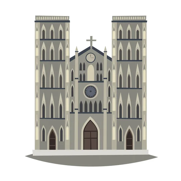 Cathédrale Saint Joseph Hanoi Illustration Vectorielle Dessin Animé Eglise Gothique — Image vectorielle