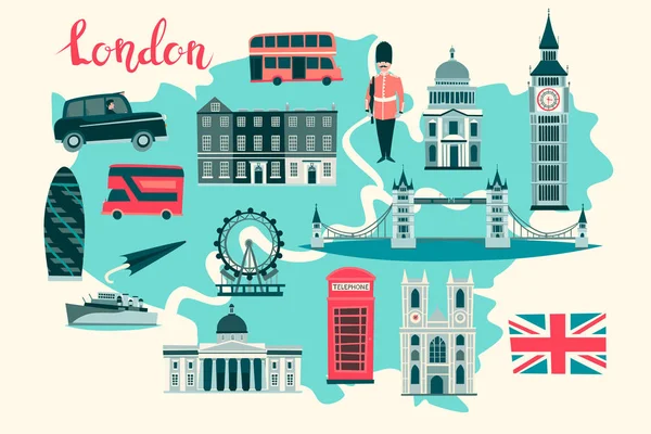 伦敦图解地图向量 抽象五颜六色的地图集海报 英国伦敦的图解摘要地图 — 图库矢量图片