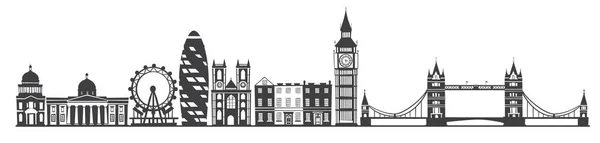 Londres Cidade Skyline Fundo Silhueta Cinza Ilustração Vetorial Isolada Sobre —  Vetores de Stock