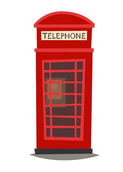 London phone booth vector Illustration. England landmark, London city symbol cartoon style. Isolated white background. Travel to United Kingdom Great Britain