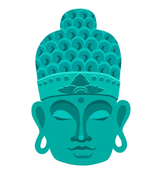 Maschera Buddha Colore Blu Segno Asiatico Tradizionale Illustrazione Vettoriale Sfondo — Vettoriale Stock